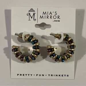 NWT Mia's Mirror Multicolor Gemstone Gold Hoop Earrings